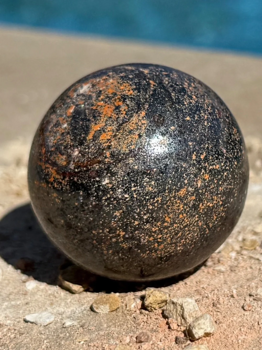 Lake Superior Patina Hematite Crystal Sphere/Dark Grey Metallic Crystal Ball